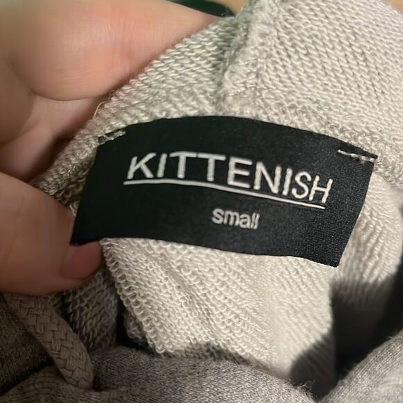 Kittenish Women's Cropped Hoodie Sweatshirt Distressed Sleeve size small - Picture 2 of 4